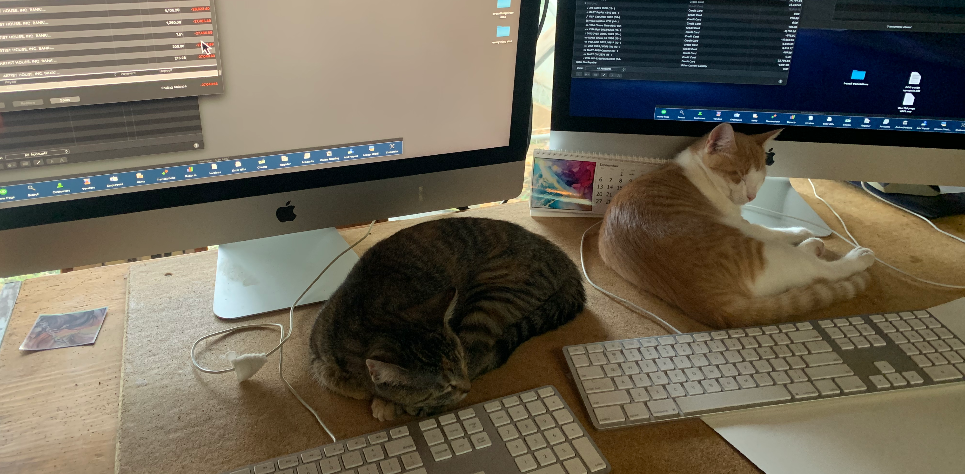 Patty Cake and George take a break from accounting